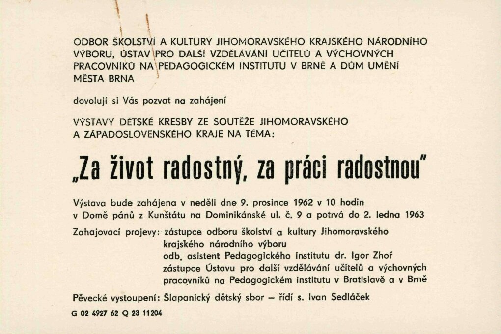 Za život radostný, za práci radostnou (výstava dětských prací)